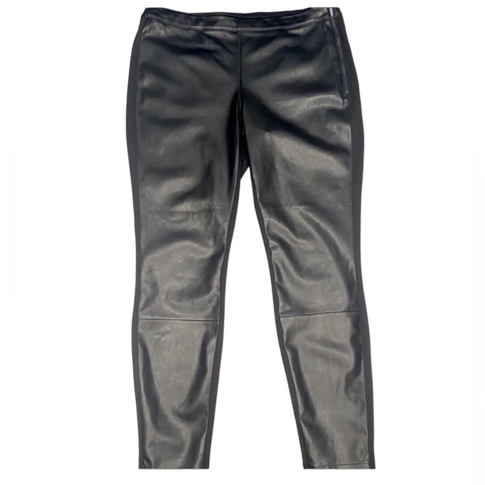 White House Black Market Black Faux Leather Ponte Pants